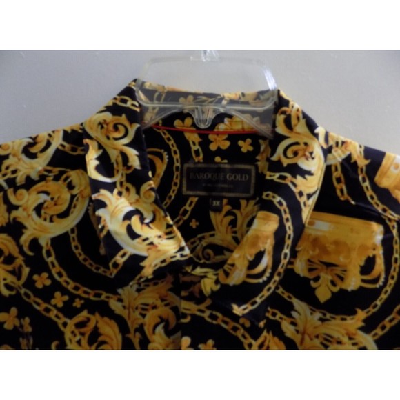 NEW Baroque Gold Crown Medusa Italian Designer Style Mens Shirt Size 3X - Picture 4 of 5